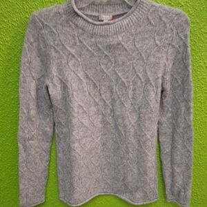 Talbots Light Gray Cable Knit Sweater